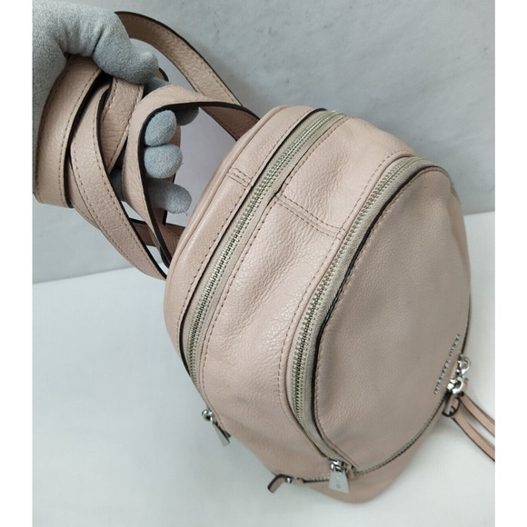 Michael Kors Rhea Beige Pink Pebbled Leather Zipper Pockets Backpack main image 13